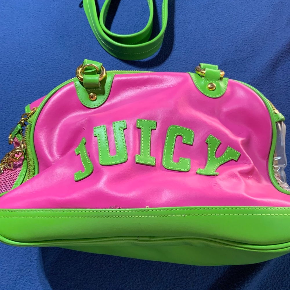 Juicy pink and green small  pet carrier bag with strap preowned